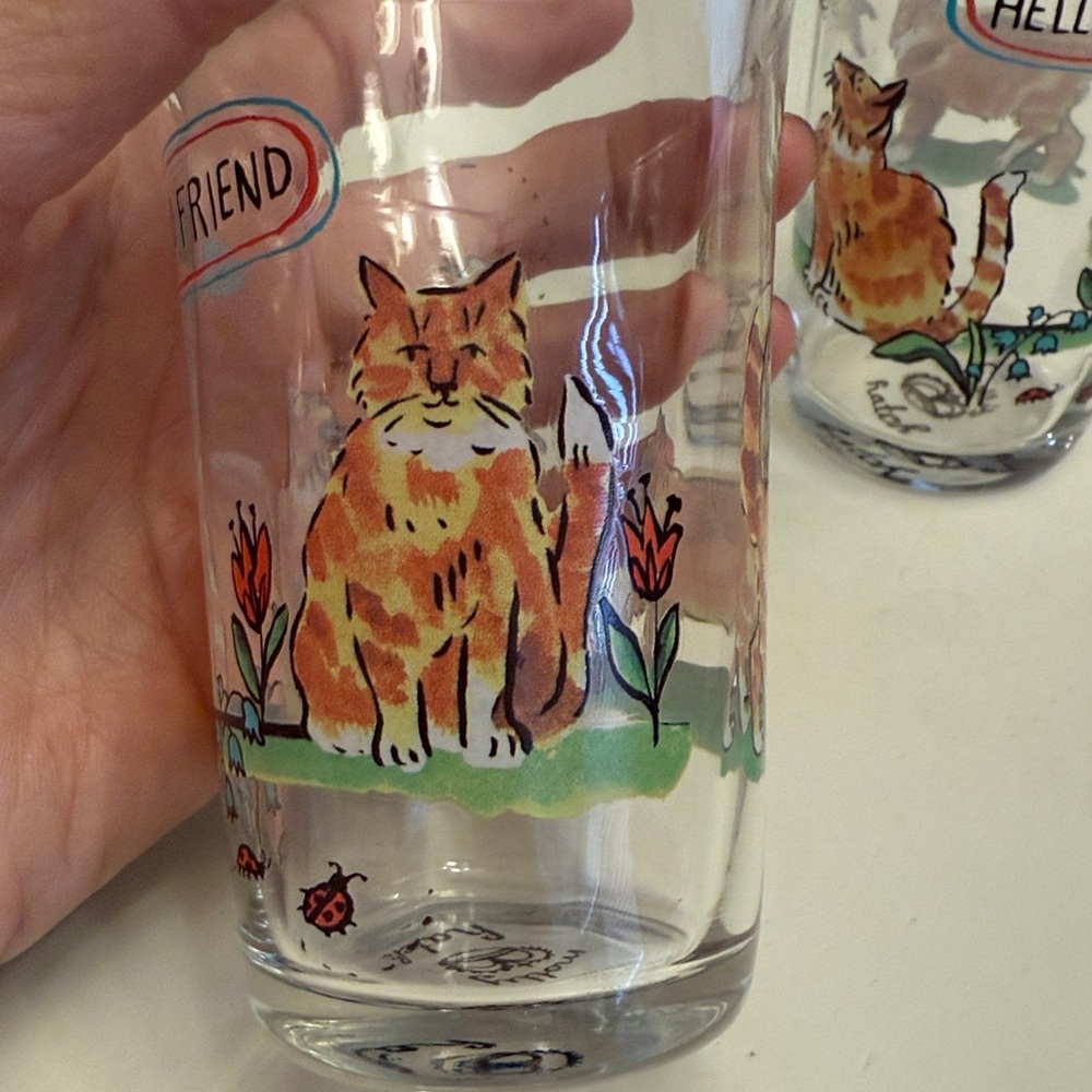 Hello Friend Cat Design Glass Tumblers - Picture 4 of 6
